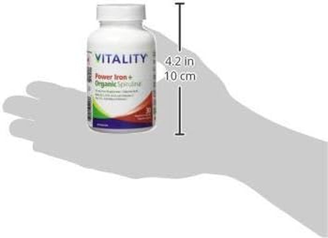 Power Iron + Spirulina - 45mg Iron Supplement for Blood Health | Vegan & Gentle on Stomach | 30 All-Natural Capsules for Iron Deficiency Support