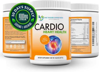 Ultimate Cardio Heart Health Powder - Power-Packed L-Arginine 5000mg & L-Citrulline 1000mg, 16.82 Oz for Optimal Heart Support