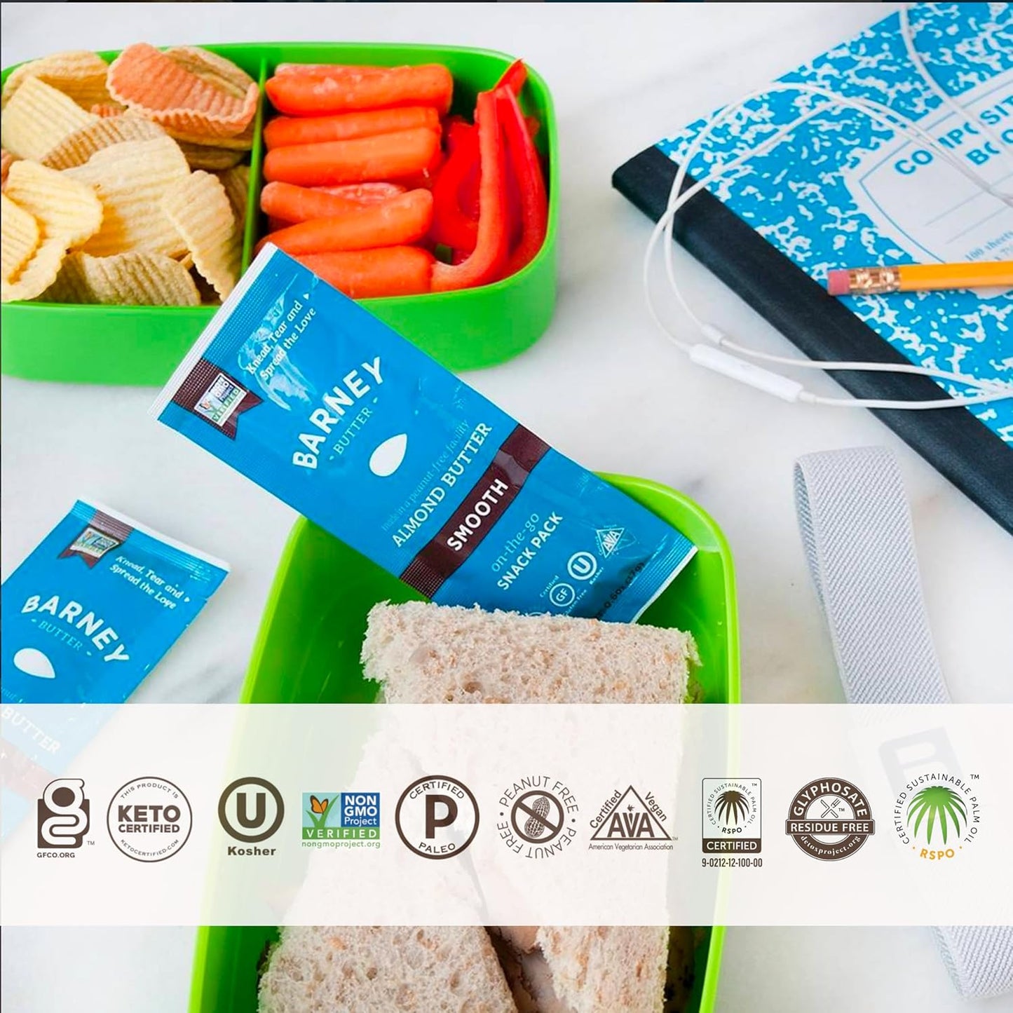 Smooth Almond Butter Snack Packs - 24 Count, Skin-Free, Non-GMO, Gluten-Free, Keto, Paleo, Vegan