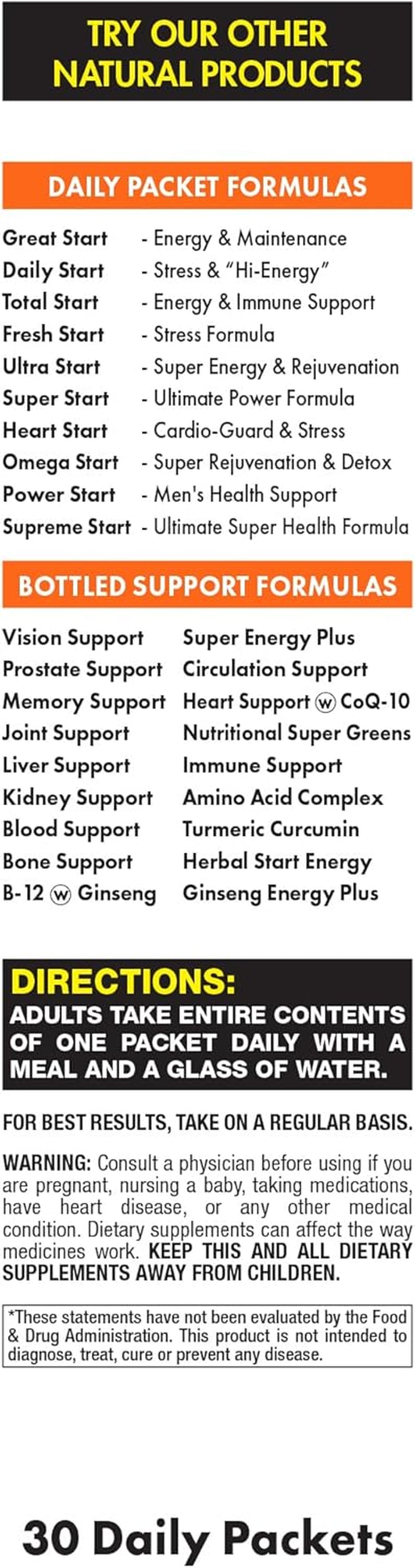 Great Start Complete Daily Vitamin Pack - Boost Energy & Wellness with Essential Vitamins, Minerals & Super Greens (30 Packets)