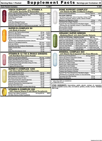 Great Start Complete Daily Vitamin Pack - Boost Energy & Wellness with Essential Vitamins, Minerals & Super Greens (30 Packets)